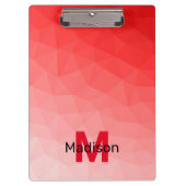 Monogram rood verloop geometrisch maaspatroon klembord (Voorkant)