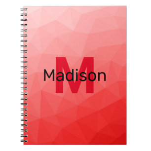 Monogram rood verloop geometrisch maaspatroon notitieboek