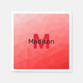 Monogram rood verloop geometrisch maaspatroon servet (Voorkant)
