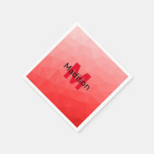 Monogram rood verloop geometrisch maaspatroon servet (Hoek)