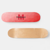 Monogram rood verloop geometrisch maaspatroon skateboard (Horizontaal)