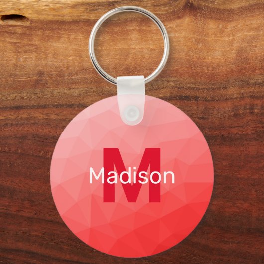 Monogram rood verloop geometrisch maaspatroon sleutelhanger (Achterkant)