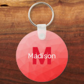 Monogram rood verloop geometrisch maaspatroon sleutelhanger (Voorkant)