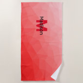 Monogram rood verloop geometrisch maaspatroon strandlaken (Voorkant)