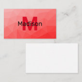 Monogram rood verloop geometrisch maaspatroon visitekaartje (Voorkant / Achterkant)