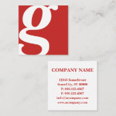 monogram rood vierkant vierkante visitekaartje (Voorkant / Achterkant)