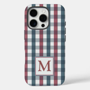 Monogram rood, wit en blauw iPhone 16 pro hoesje
