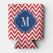 Monogram rood wit en blauw Chevron Blikjeskoeler (Voorkant)