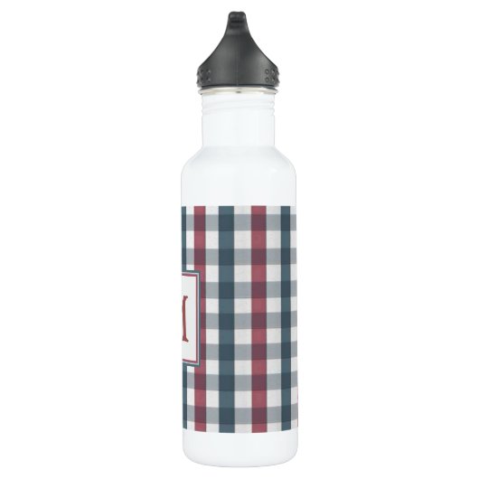 Monogram rood, wit en blauw speldenmonogram waterfles  (Rechts)