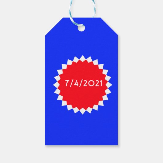 Monogram rood, wit en blauw Starburst Cadeaulabel (Achterkant)