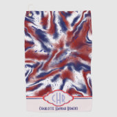 Monogram Rood, Wit en Blauw Stropdas-Dye | WATERVE Golfhanddoek (Voorkant)