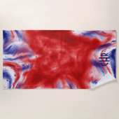 Monogram Rood, Wit en Blauw Stropdas-Dye | WATERVE Strandlaken (Voorkant)