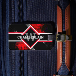 Monogram Rood wit en zwart Bagagelabel