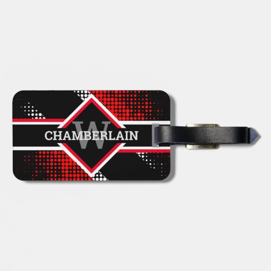 Monogram Rood wit en zwart Bagagelabel (Achterkant horizontaal)