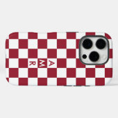 Monogram rood wit geruit patroon Case-Mate iPhone case (Achterkant (horizontaal))