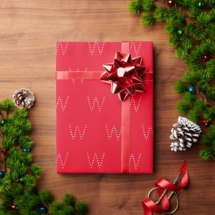 Monogram rood wit het aantalpatroon van het douane cadeaupapier