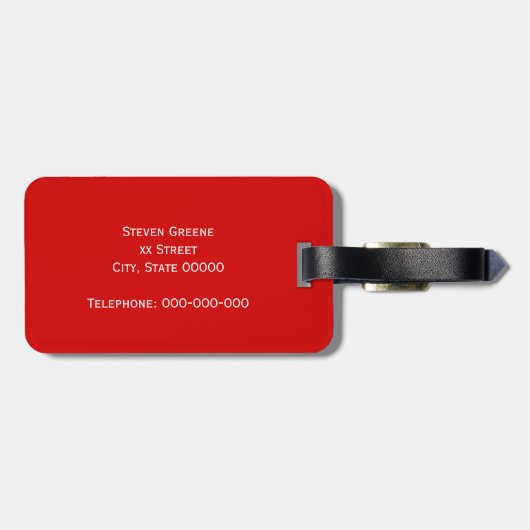 Monogram rood wit omgevormd Initiaal Bagagelabel (Achterkant horizontaal)