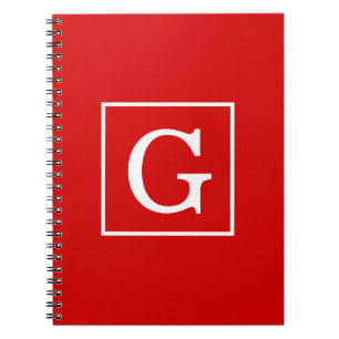 Monogram rood wit omgevormd Initiaal Notitieboek