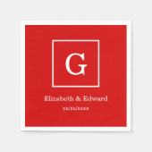 Monogram rood wit omgevormd Initiaal Servetten (Voorkant)