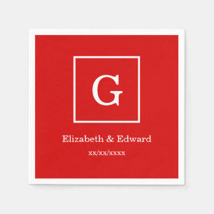 Monogram rood wit omgevormd Initiaal Servetten