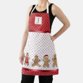 Monogram Rood & Wit Polka Dot Gingerbread Xmas Schort (Insitu)