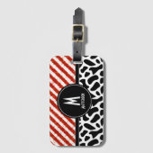 Monogram rood wit Stripe zwart Bagagelabel (Voorkant (verticaal))
