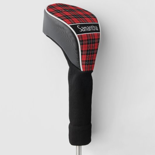 Monogram Rood Zwart Wit Tartan Buffalo Golfheadcover (Schuin)
