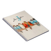  monogram roofkleurig mosterdblauw vogel notitieboek (Rechterzijde)