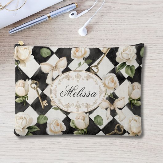 Monogram  Roos Bloemen Zwart Wit Diamant Etui