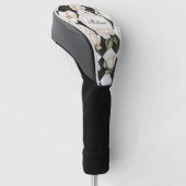 Monogram  Roos Bloemen Zwart Wit Diamant Golfheadcover (Schuin)