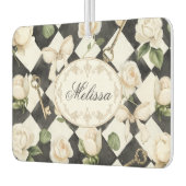 Monogram Roos Bloemen Zwart Wit Diamant Luchtverfrisser (Links)