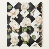 Monogram  Roos Bloemen Zwart Wit Diamant Planner (Achterkant)