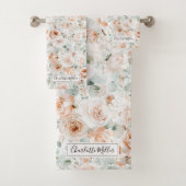 Monogram Roos Eucalyptus Bladeren Groen Bloemen Bad Handdoek (Insitu)