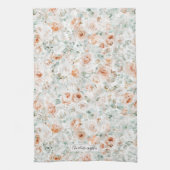 Monogram Roos Eucalyptus Bladeren Groen Bloemen Theedoek (Verticaal)