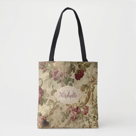  monogram Roos Floral Tote Bag (Voorkant)