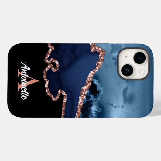 Monogram Roos Gold Agate Case-Mate iPhone Case (Achterkant (horizontaal))