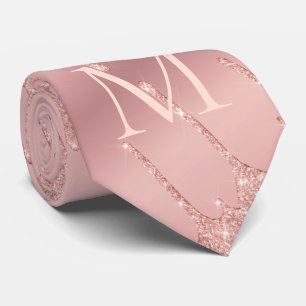 Monogram Roos Gold Blush Glitter Letter Stropdas