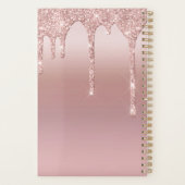 Monogram Roos Gold Drip Glitter Blush Pink Trendy Planner (Achterkant)