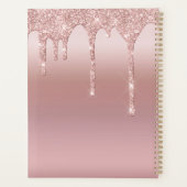 Monogram Roos Gold Drip Glitter Blush Pink Trendy Planner (Achterkant)