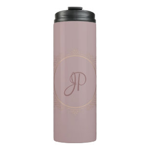 Monogram Roos Gold Elegant Aangepaste Sjabloon Thermosbeker
