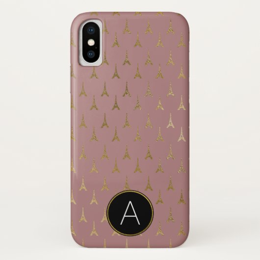Monogram Roos Gold en Gold Foil Parijs Frankrijk Case-Mate iPhone Case (Achterkant)