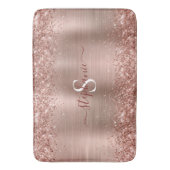 Monogram Roos Gold Faux-Glitter Girly Glam Badmat (Voorkant Verticaal)