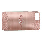 Monogram Roos Gold Faux-Glitter Girly Glam Case-Mate iPhone Case (Achterkant (Horizontaal))