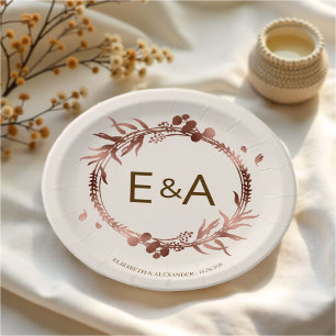 Monogram Roos Gold Foil Wedding Papieren Bordje
