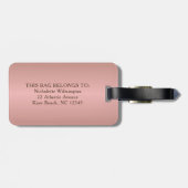 Monogram Roos Gold Girly Script Custom Name Bagagelabel (Achterkant horizontaal)