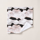 Monogram Roos Gold Glitter Agate Black White Swirl Bad Handdoek (Wasdoekje)