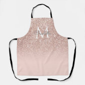 Monogram Roos Gold Glitter Blush Pink Girly Script Schort (Voorkant)