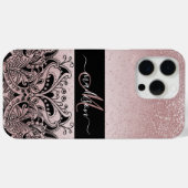 Monogram Roos Gold Glitter Case-Mate iPhone Case (Achterkant (horizontaal))
