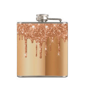 Monogram Roos Gold Glitter Drift Girly Sparkle Fla Heupfles (Achterkant)