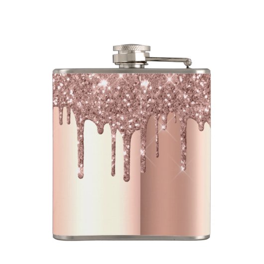 Monogram Roos Gold Glitter Drift Girly Sparkle Heupfles (Achterkant)